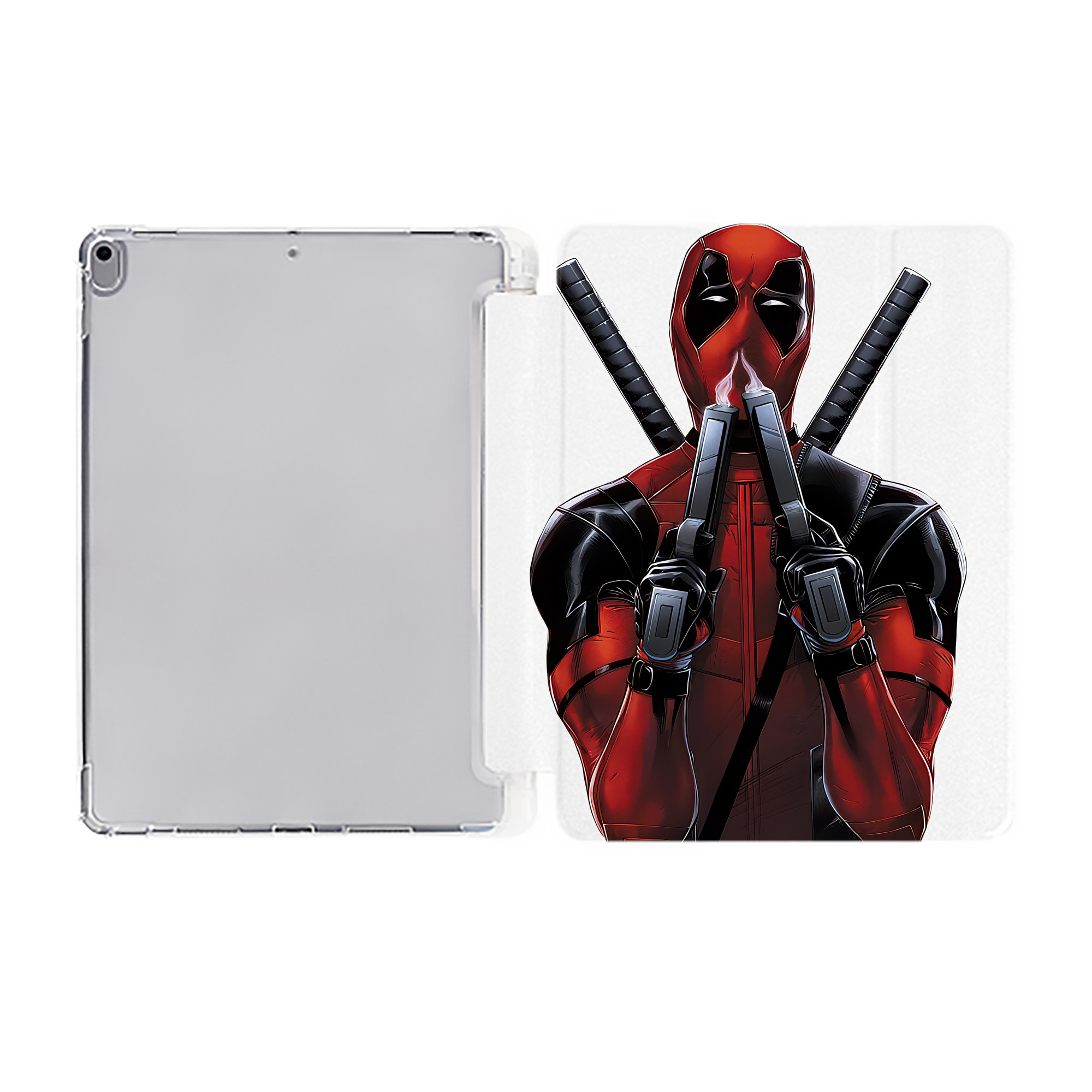 （画像用） Deadpool デッドプール IPad ケース ペン収納付き 三つ折りスタンド PUレザー×シリコン 対応機種9.5/10.5/10.9インチ